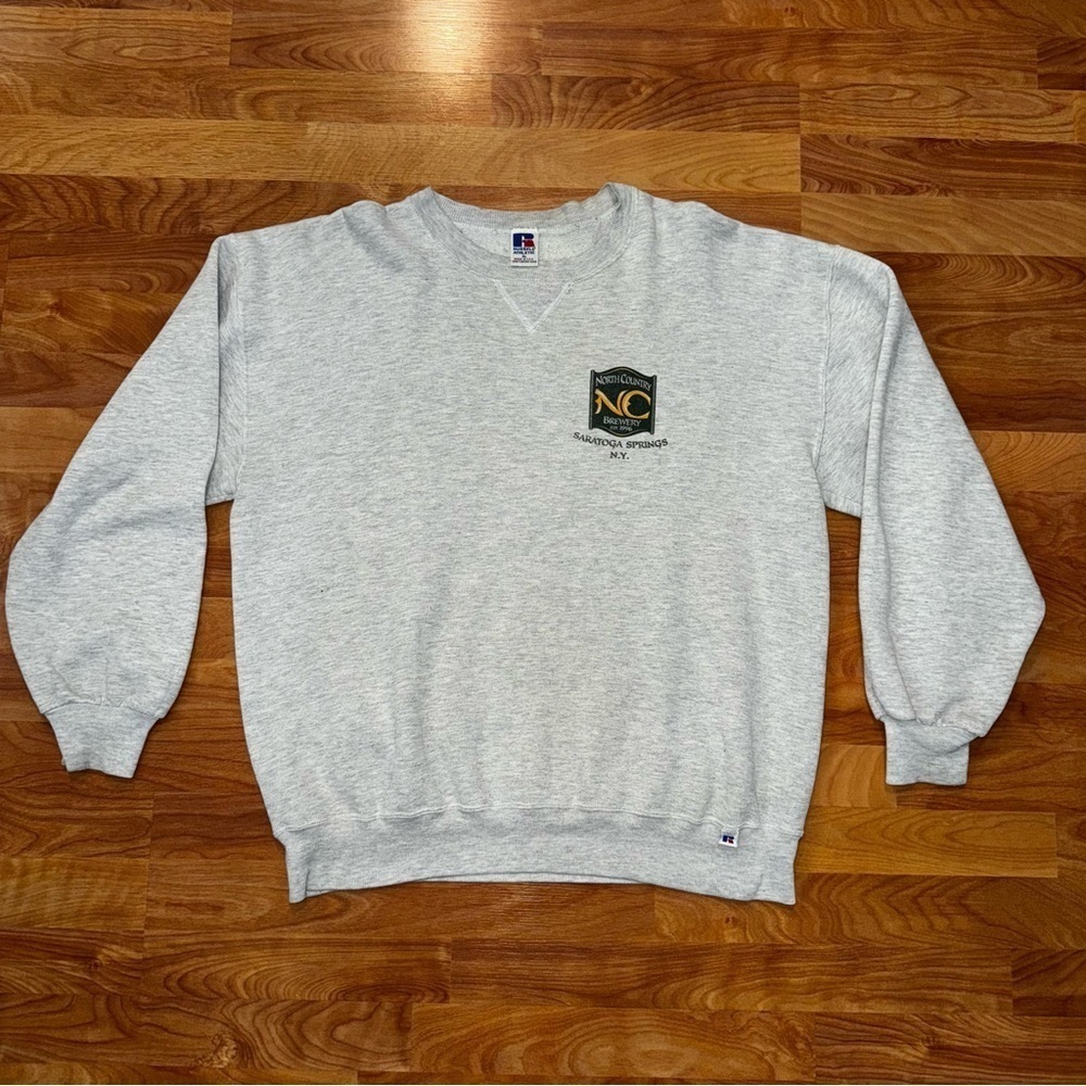 Vtg USA Made Pullover Sweatshirt North Country Brewery Saratoga Springs NY Sz XL